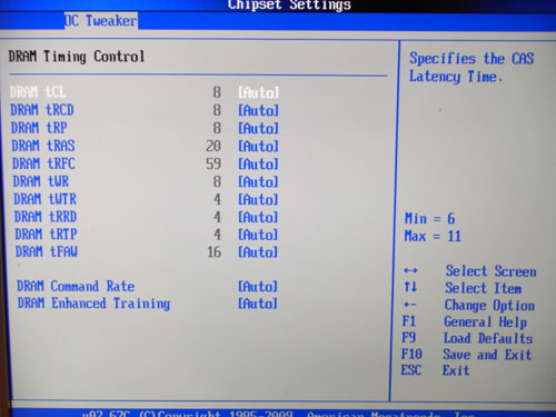 ASRock P55 Extreme настройки памяти
